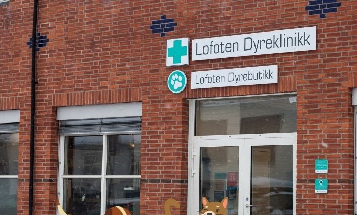 Utsiden av bygget til Lofoten Dyreklinikk